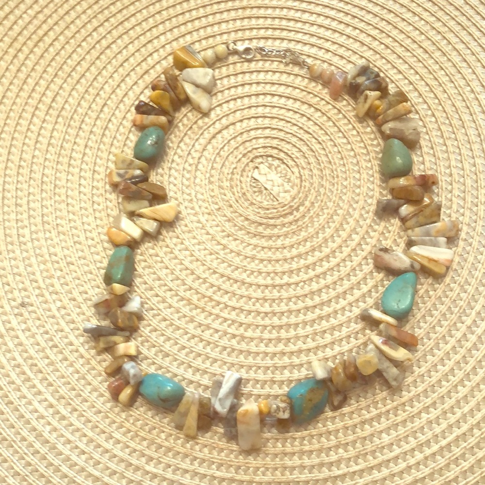 Semiprecious stone necklace great with denim!